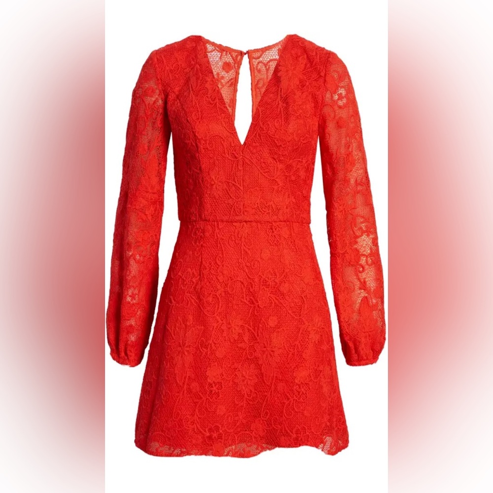 CHI CHI LONDON -Crochet Lace Long Sleeve Mindress-Size: US 6-Color: Coral-NEW!!